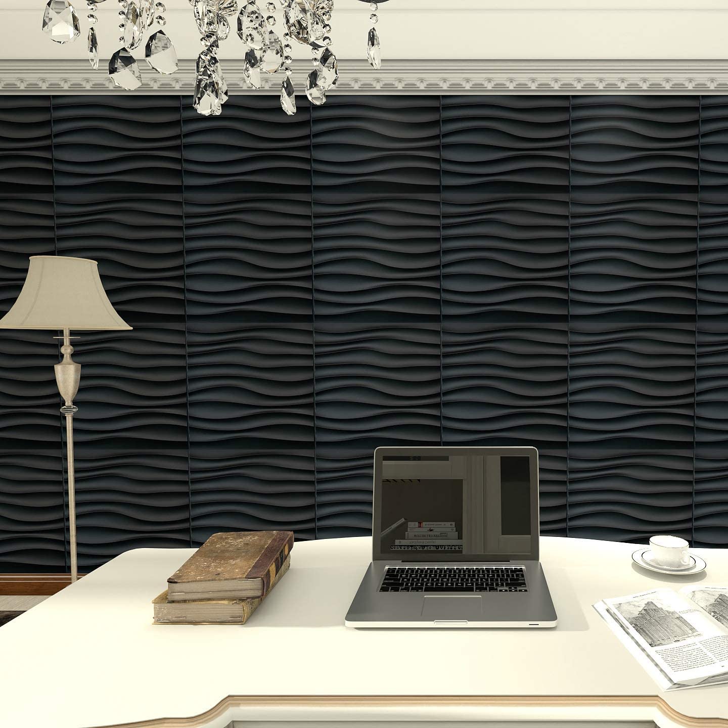 PANEL 3D DE PVC NEGRO N105